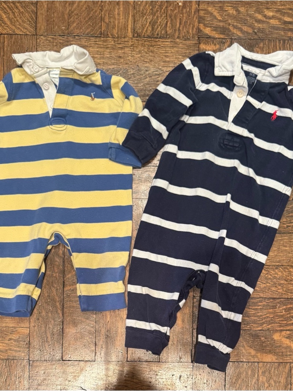 2x Ralph Lauren Infant Striped 100% Cotton Onesies Playsuits Size 6 and 9 Month